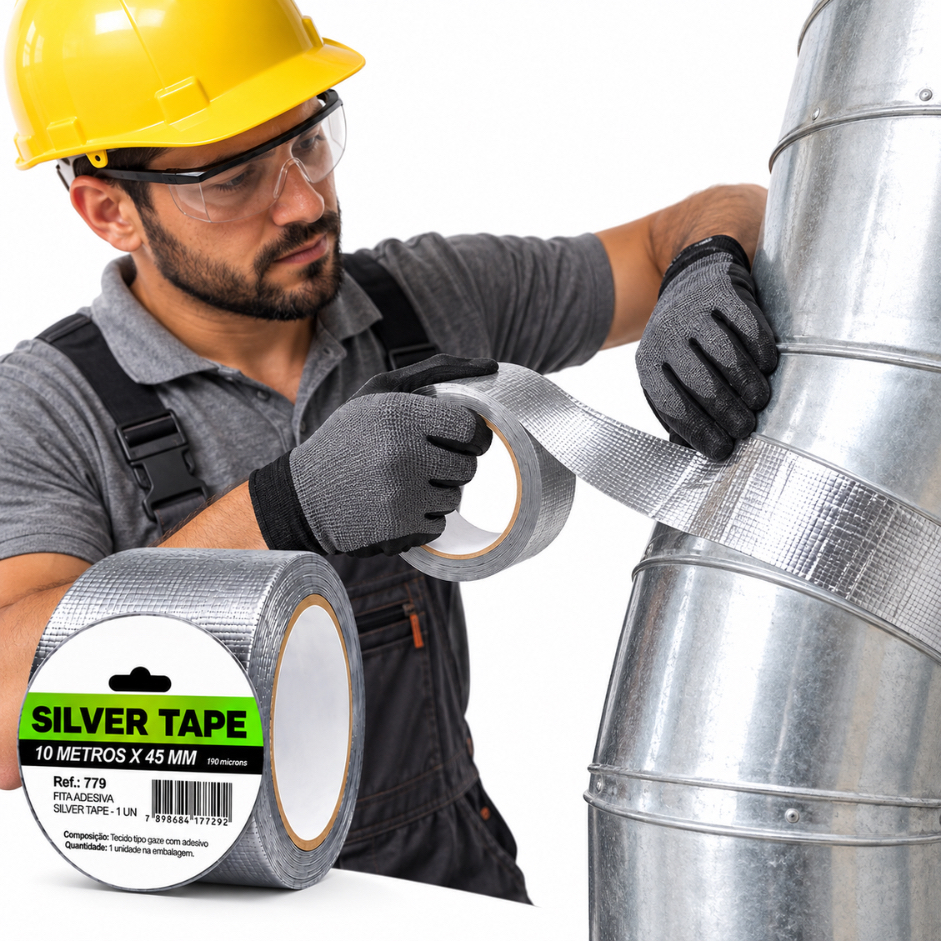 Fita Adesiva Silver Tape 10m x 45mm Extra Resistente Multiuso para Reparos 1 2 3 4 ou 6 Unidades — imagem 2 de 2
