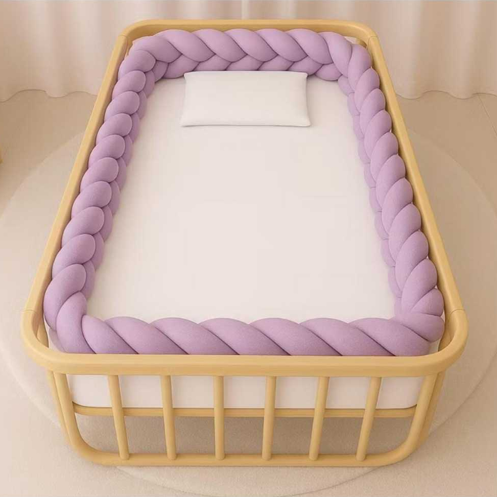 Trança Protetora para Berço e Cama 2,5m 4m 5,5m Almofada Trançada Várias Cores