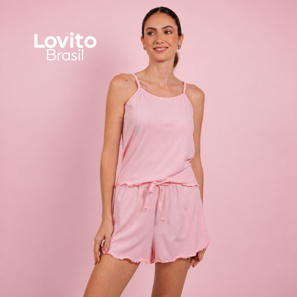 Lovito Conjunto Pijama Curto Malha Canelada PJB22372267 · foto 2