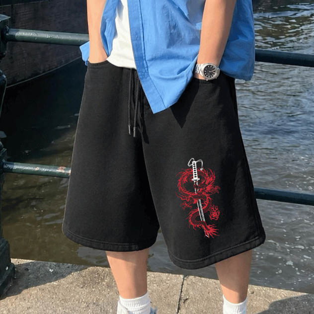 Bermuda Masculina Baggy Moletom Com Estampa Tendência Streetwear Oversized Larga Cós Elástico Algodão Casual Dia A Dia