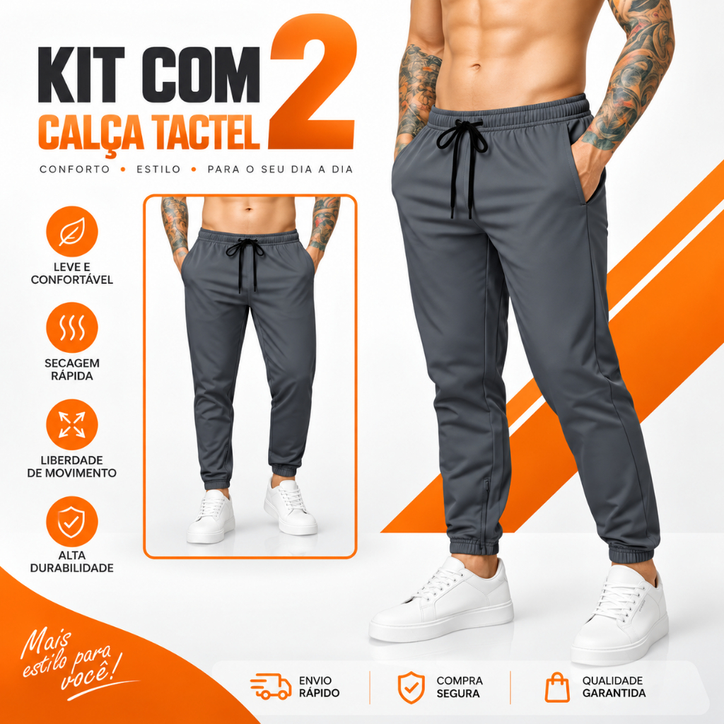 Kit 2 Calças Jogger Masculina para Esportes Treino e Academia com Elastano Lava e Seca Rápido