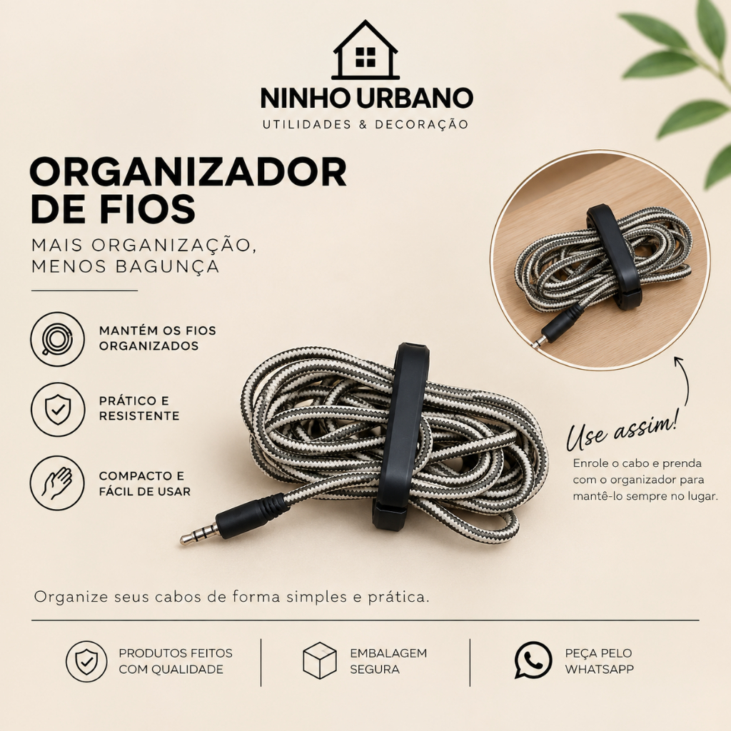 Organizador de Cabos de Fone Grande Prendedor de Fios Porta Cabo Clip para Fone Carregador USB Mesa Escritório