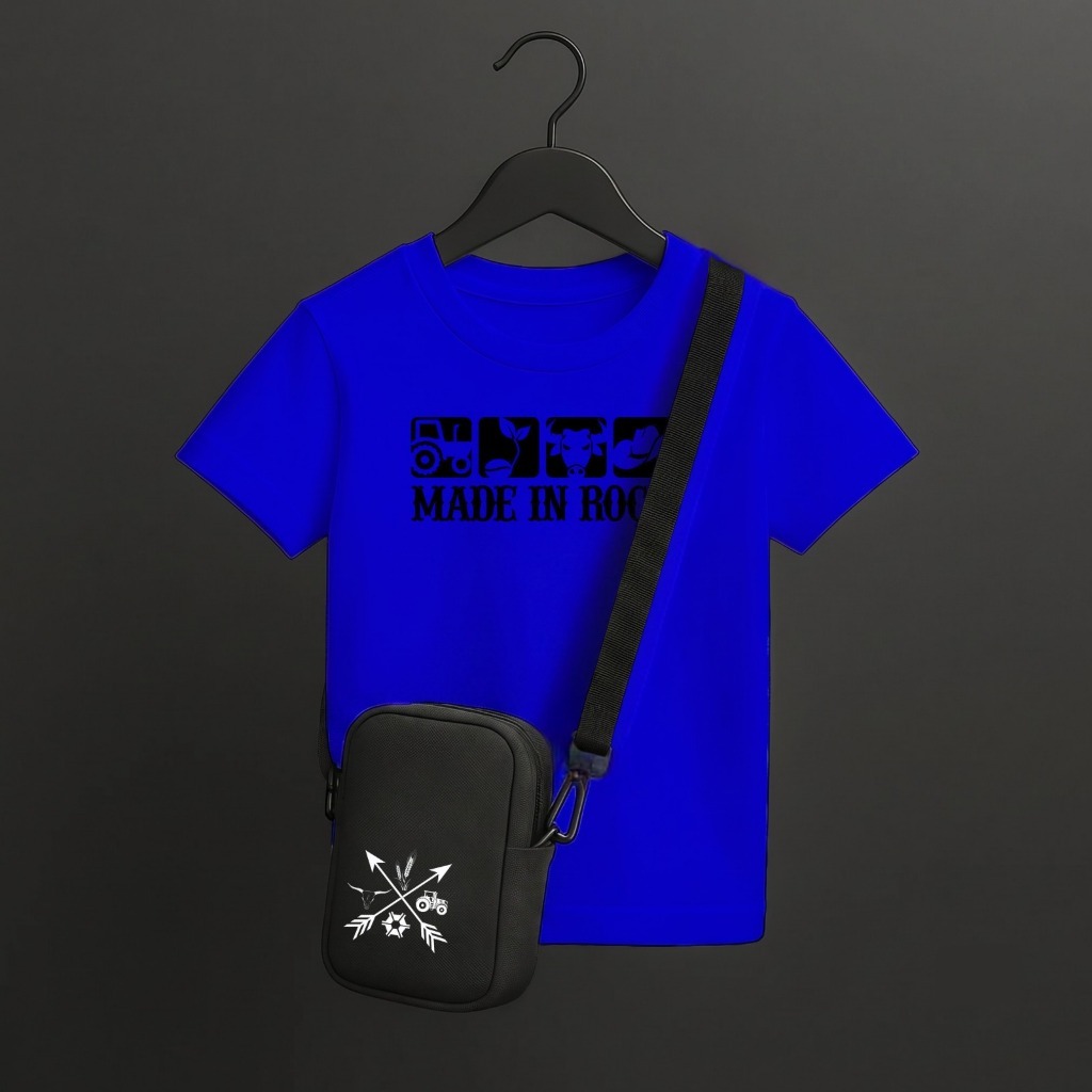 Kit Moda Camiseta E Bolsa Made In Roça Estampa Country Conjunto Versátil Masculino Feminino Uso Casual
