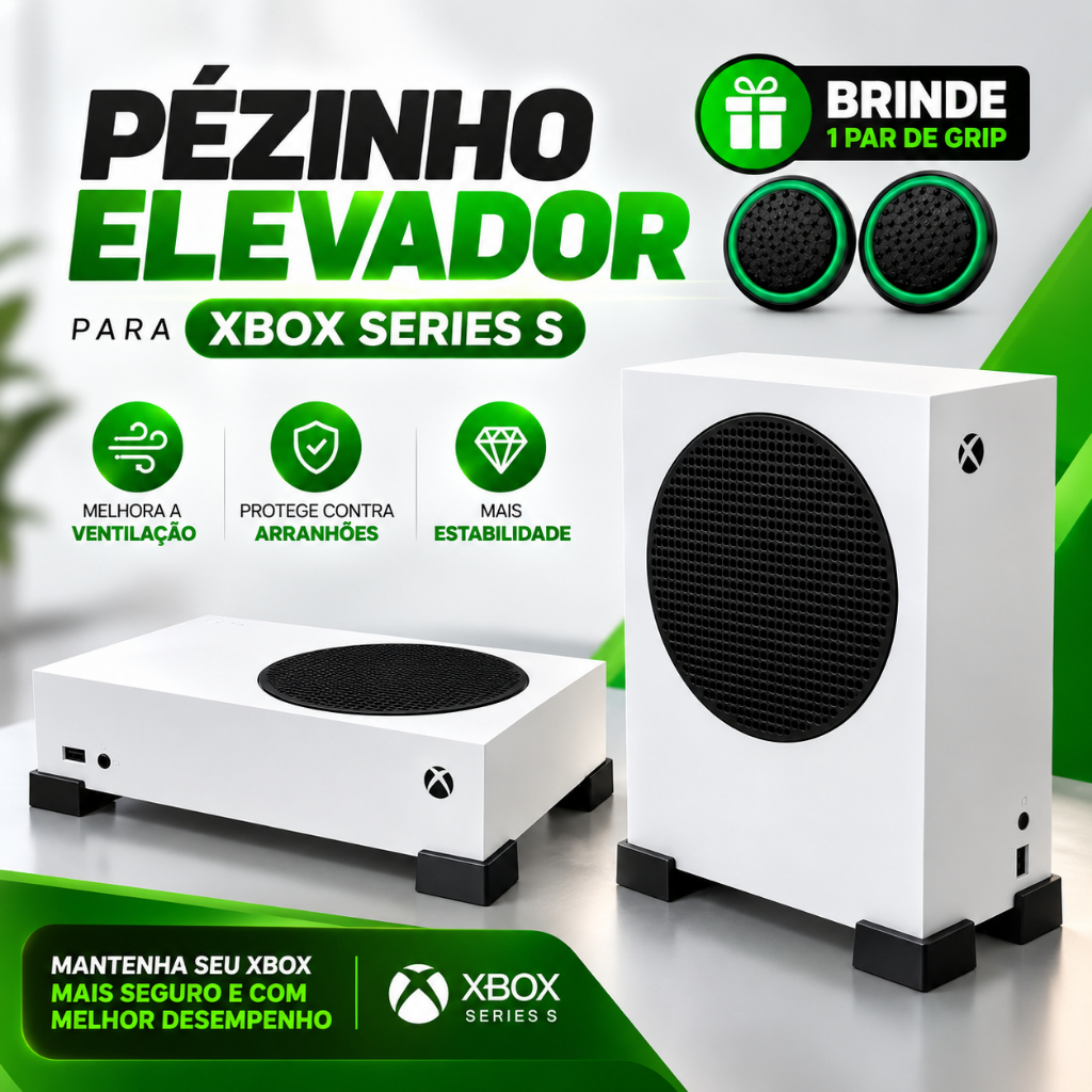 Suporte Para Xbox One S Series S Pezinho Melhor Ventilação + Grip