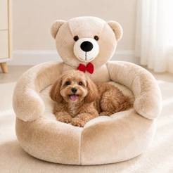 Cama Pet Ursinho 40x56cm Pelúcia Macia Lavável para Cachorro e Gato – Caminha Confortável