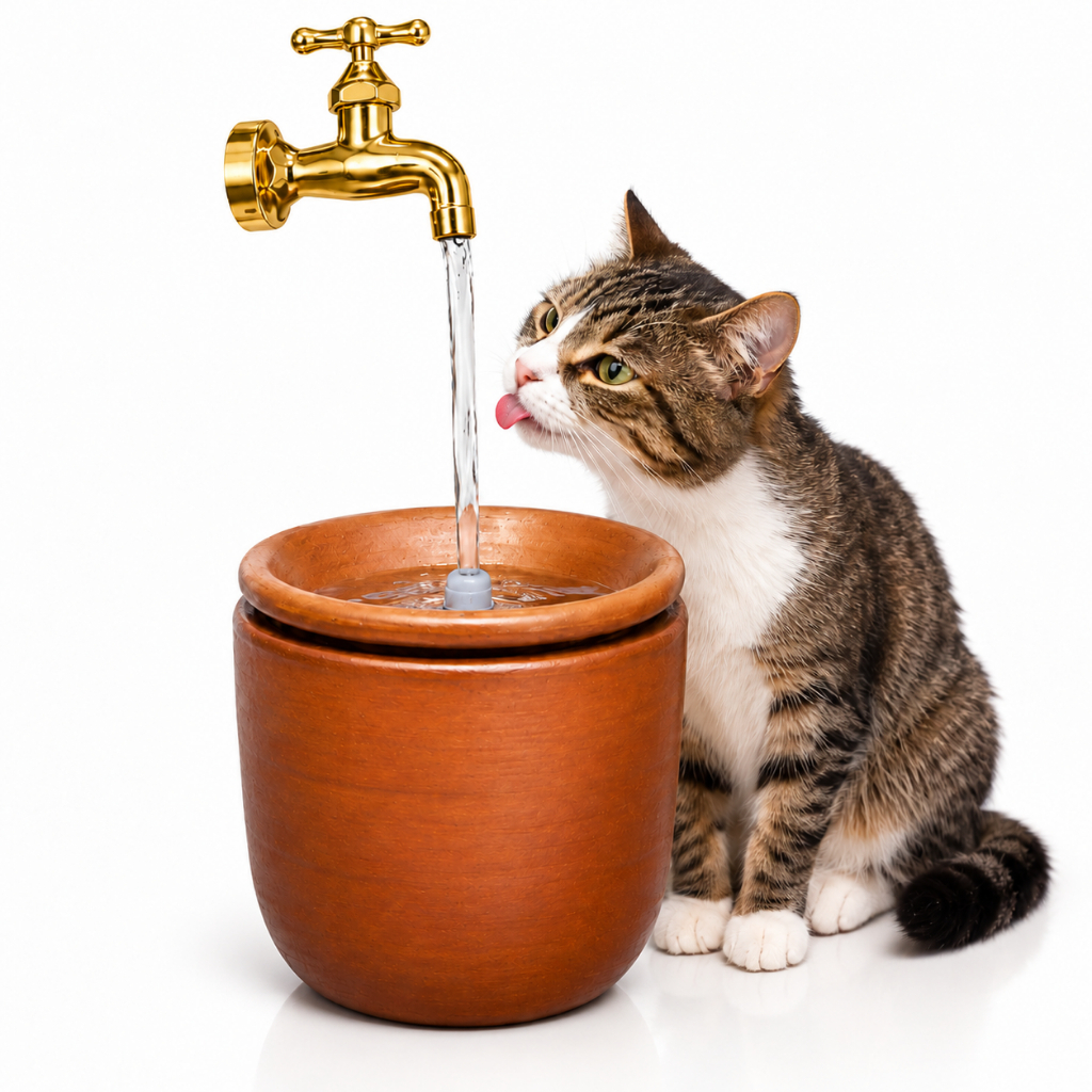 Fonte Bebedouro Cerâmica com Torneira Mágica Flutuante para Cães e Gatos