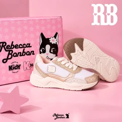 Tênis Infantil Menina Kidy K360 Retrô Rebecca Bonbon Dourado Moderno Conforto Macio Brilho Escolar