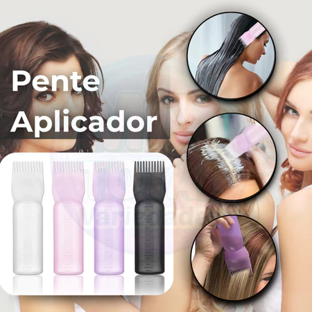 Frasco Aplicador com Pente Tintura de Cabelo Óleo Creme Portátil Uso Profissional