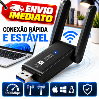 Adaptador Wifi Receptor Usb 3.0 13000 Mbps Para Computador Notebook MacOs Windows Linux Rapida Conexao 5G Longo Alcance