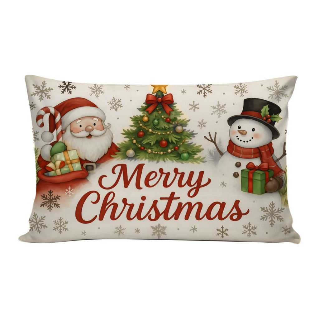 Capa de Almofadas Baguete Natalina Retangular 50x30cm Decorativa  Sala Quarto Minnie Mickey Natal