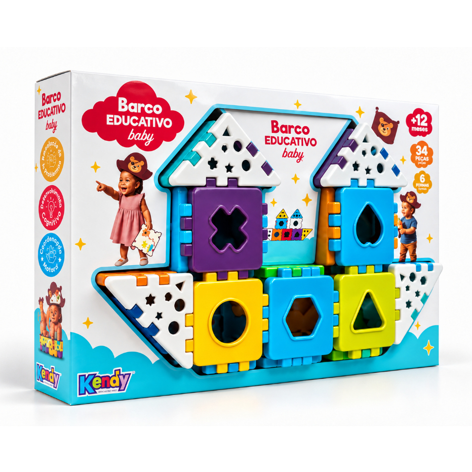 Brinquedos Didáticos Educativos 34 Peças + 6 Formas | Pedagógico de Montar e Encaixar | Crianças +12 Meses | QUEEN SHOP