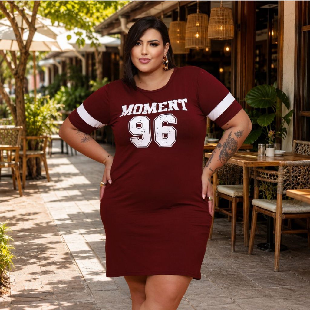 Vestido Estampado Plus Size Curve Curvy Camisão Moda Gringa Verão veste até 56 Camisetão Feminino · foto 2