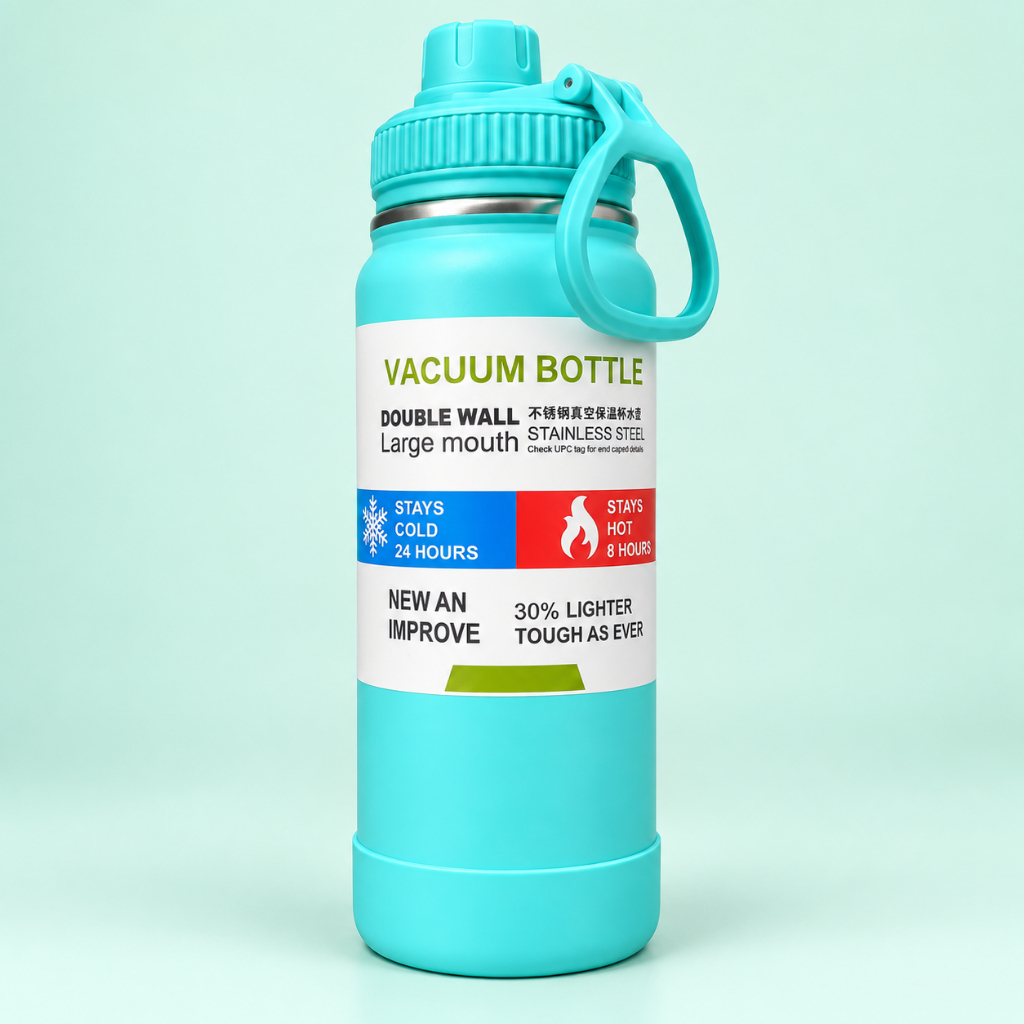 Garrafa Térmica com CAPA Protetora 600ml 800ml 1000ml  Espacial Quente & Frio Com Isolamento De Inox Grande Capacidade