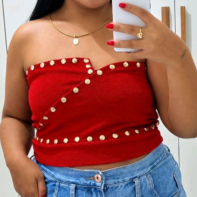 Cropped Top Tomara que caia Moda Plus Size Feminino 46ao54