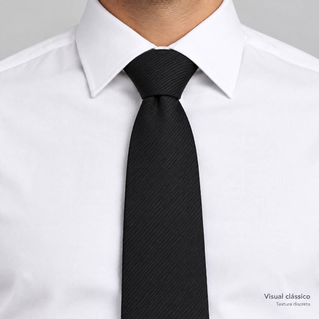 GRAVATA PRETA MASCULINA COM NÓ PRONTO E REGULADOR PARA AJUSTE