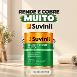 Tinta Suvinil Rende Mais 3,6L Fosca Baixo Respingo Fácil Aplicação Paredes Tetos Gesso Azulejos Pilar