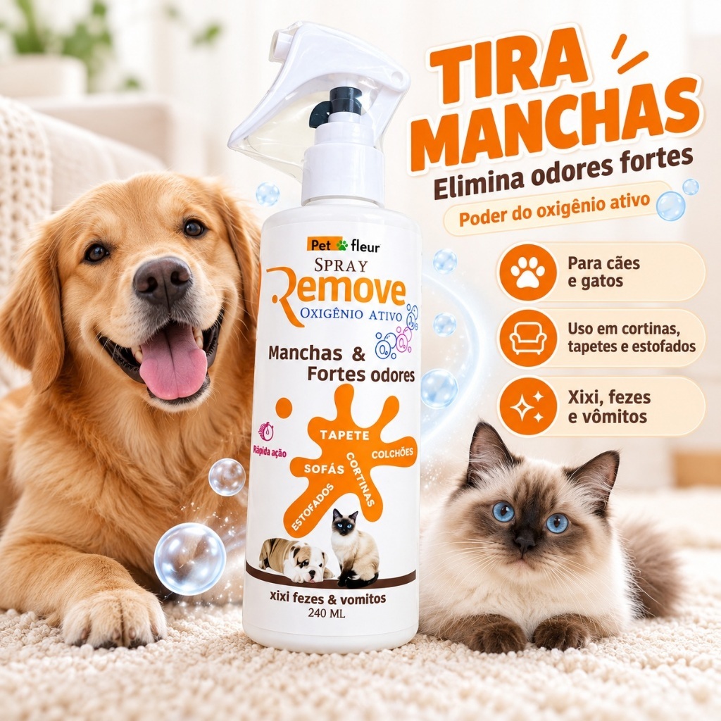 Tira Manchas E Fortes Odores Ambiente Com Cães E Gatos Antiodor enzimático - elimina bactéria de caixas de areia gatos