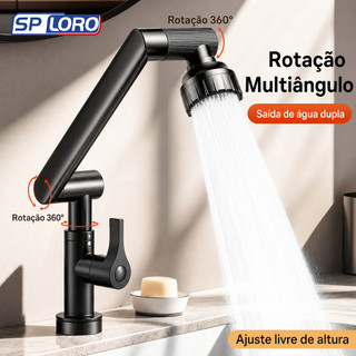 Torneira Giratória 1080° de Braço Robótico Dois Modos de Parede/Bancada Para Cozinha E Banheiro SLT