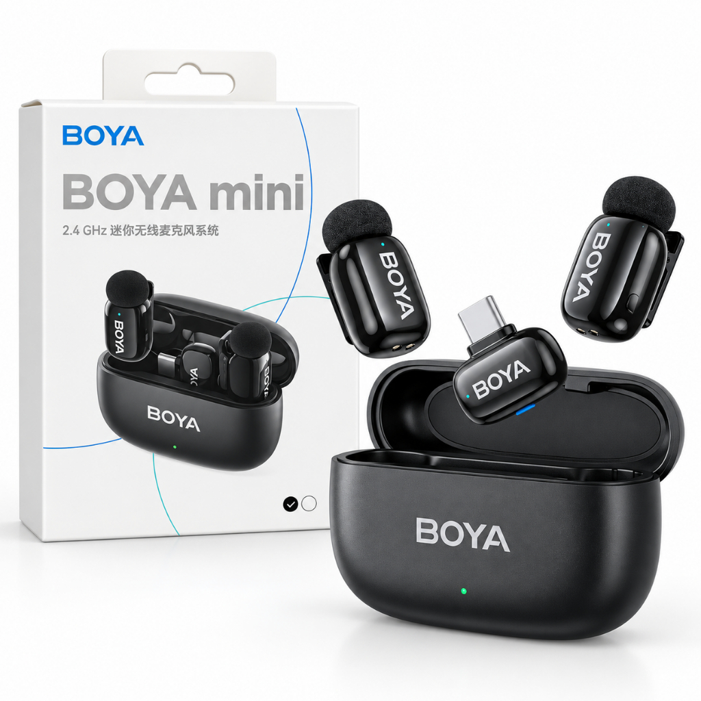 Microfone Sem Fio Boya Boya Mini-14 Usb C Lapela Preto