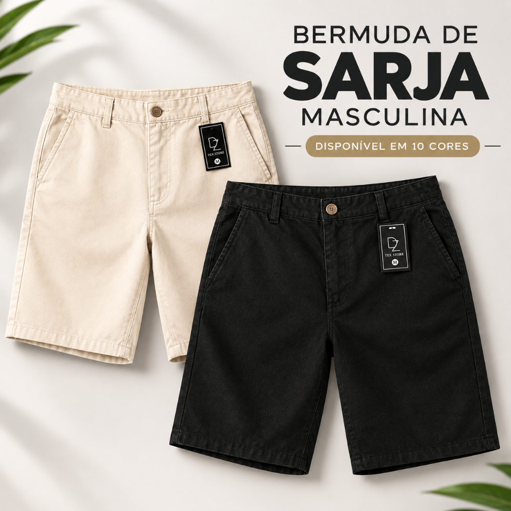 Bermuda Sarja Slim Brim Masculina 36 ao 46 Lisa Short Esporte Fino Social Sem Elastano