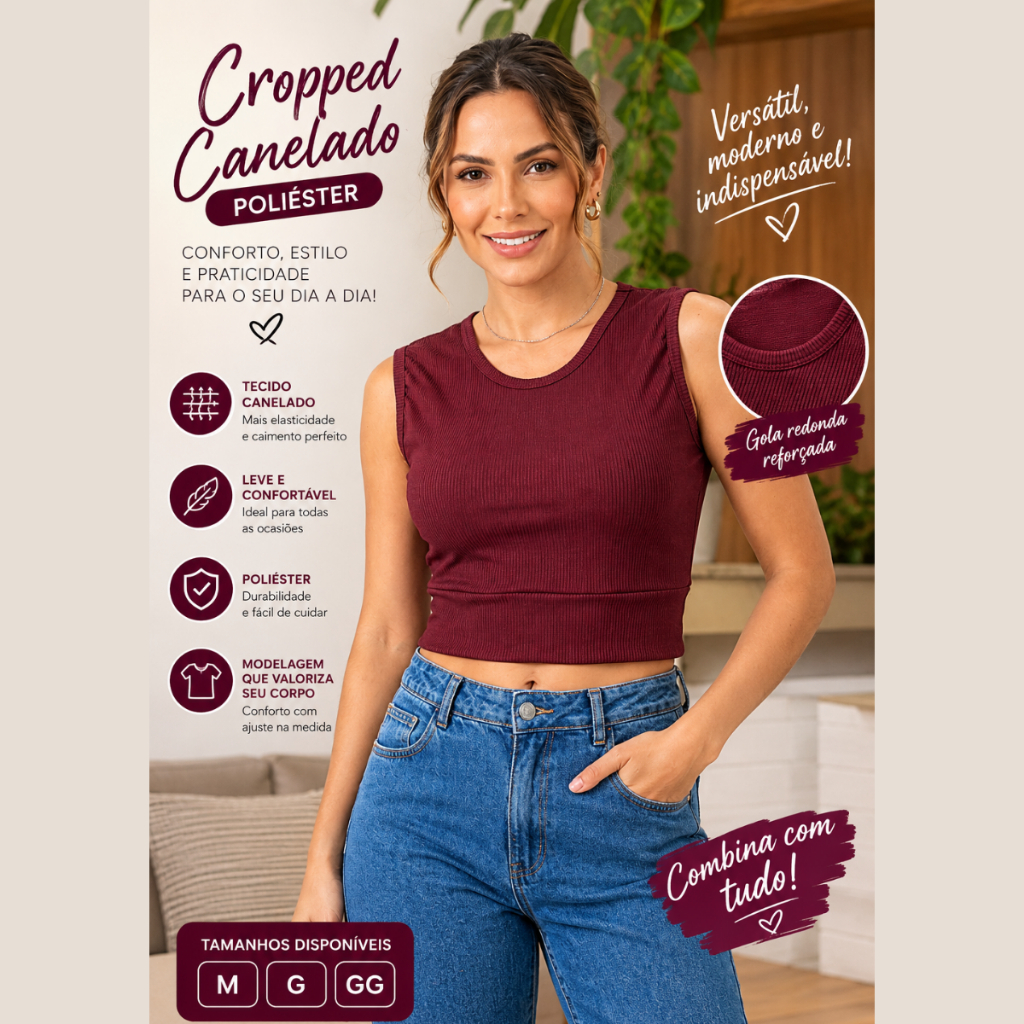 Cropped Regata Canelado Feminino Alongado Blusa Moda Sem Manga  (bordo/marsala/vinho)