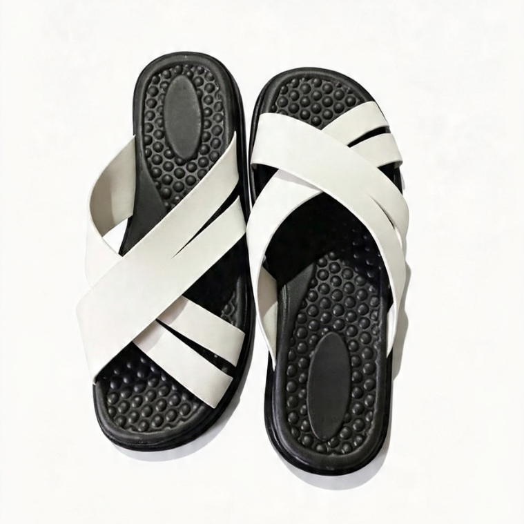 Sandália chinelo papete unissex masculina feminina tiras cruzadas palmilha massageadora confortável antiderrapante