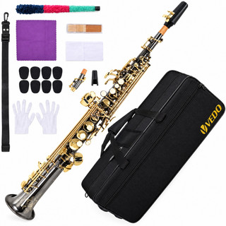Sax Soprano Bb VEDO Reto em Sib Kit Completo para Iniciantes e Intermediários