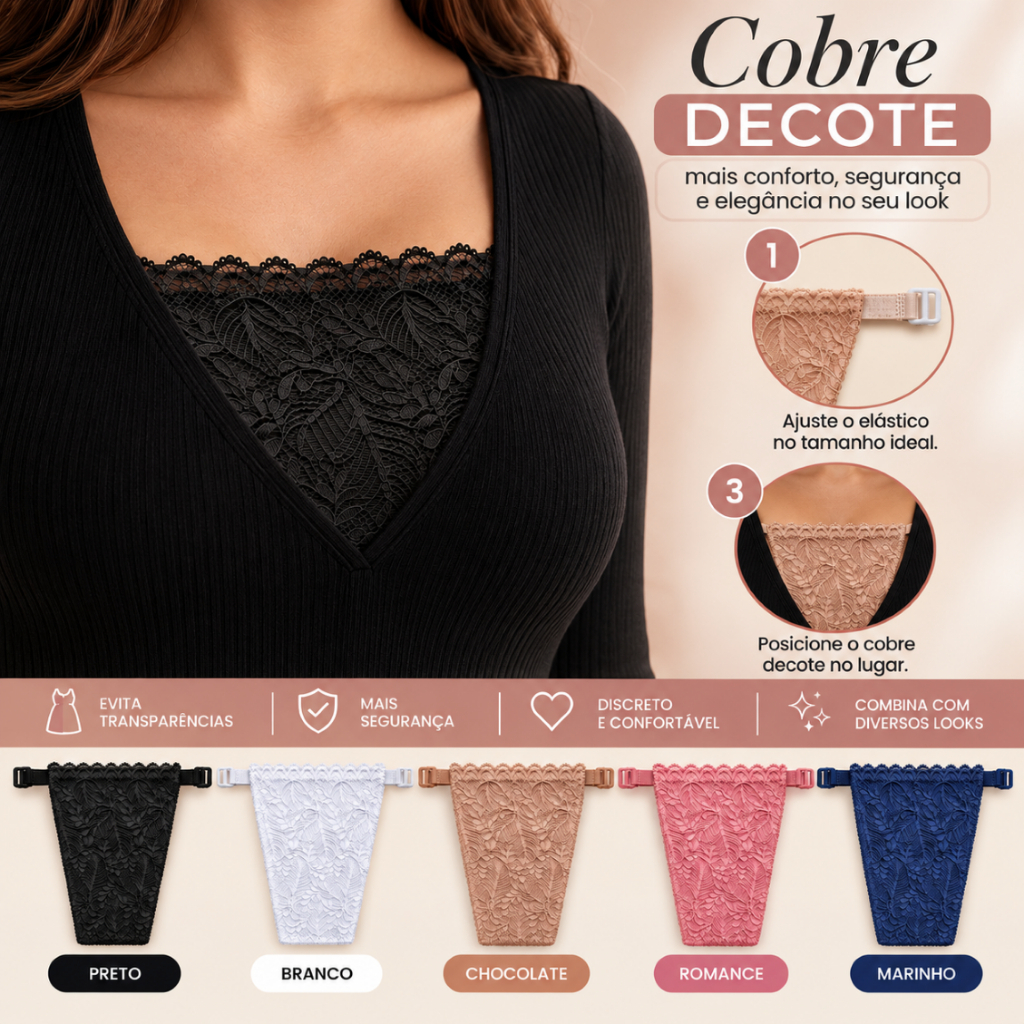 Kit com até 5 Tapa Decote - Em Renda - Conforto e Delicadeza - Cobre Decote