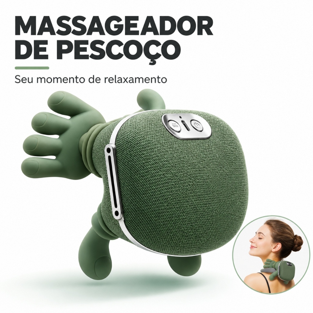 Massageador de Pescoço e Ombros com Massageamento Tipo Mãos para Relaxamento