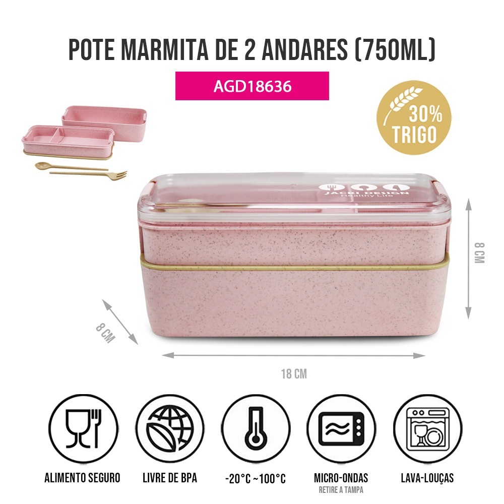 Kit de Bolsa Térmica c/ 2 Compartimentos, Copo e Marmita, Porta Talher e Porta Escova · foto 2