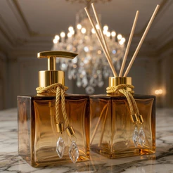 Kit Lavabo Saboneteira e Difusor de Vidro Degradê Decorativo para Banheiro