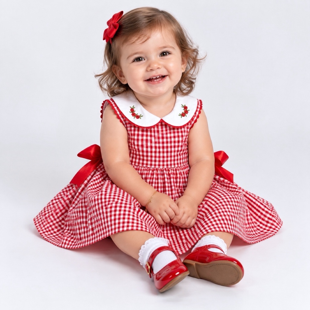 Vestido de Bebe Menina Infantil 100% Algodão Tricoline - Giulia