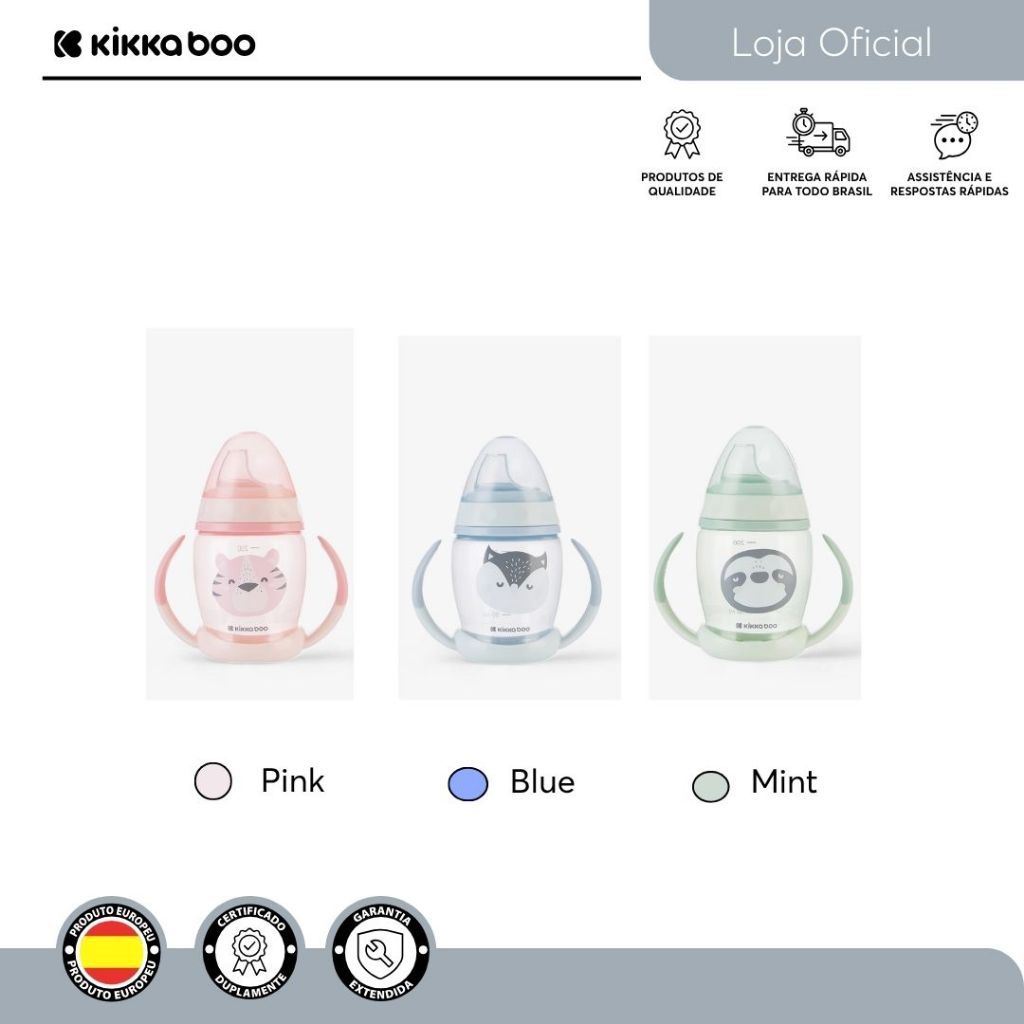 Copo Transição com Bico de Silicone Happy Face Pink 200ml KikkaBoo · foto 2