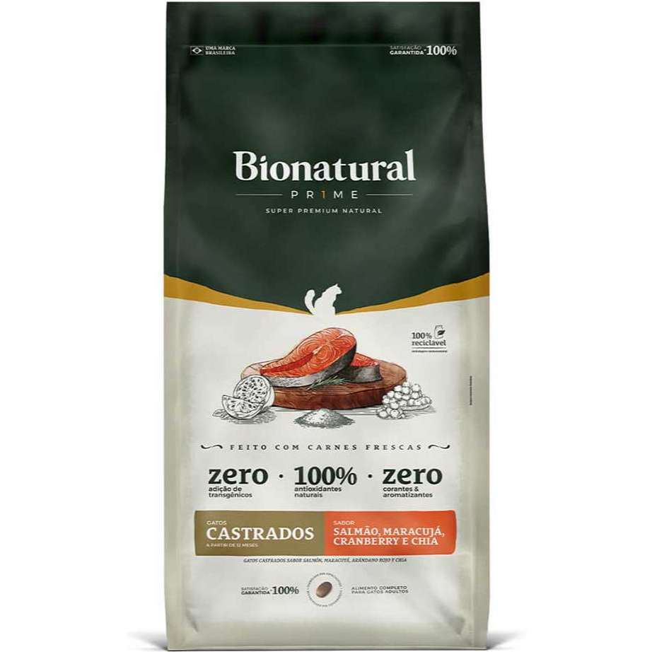 Ração Bionatural Gato Castrado Salmão 7,5 kg
