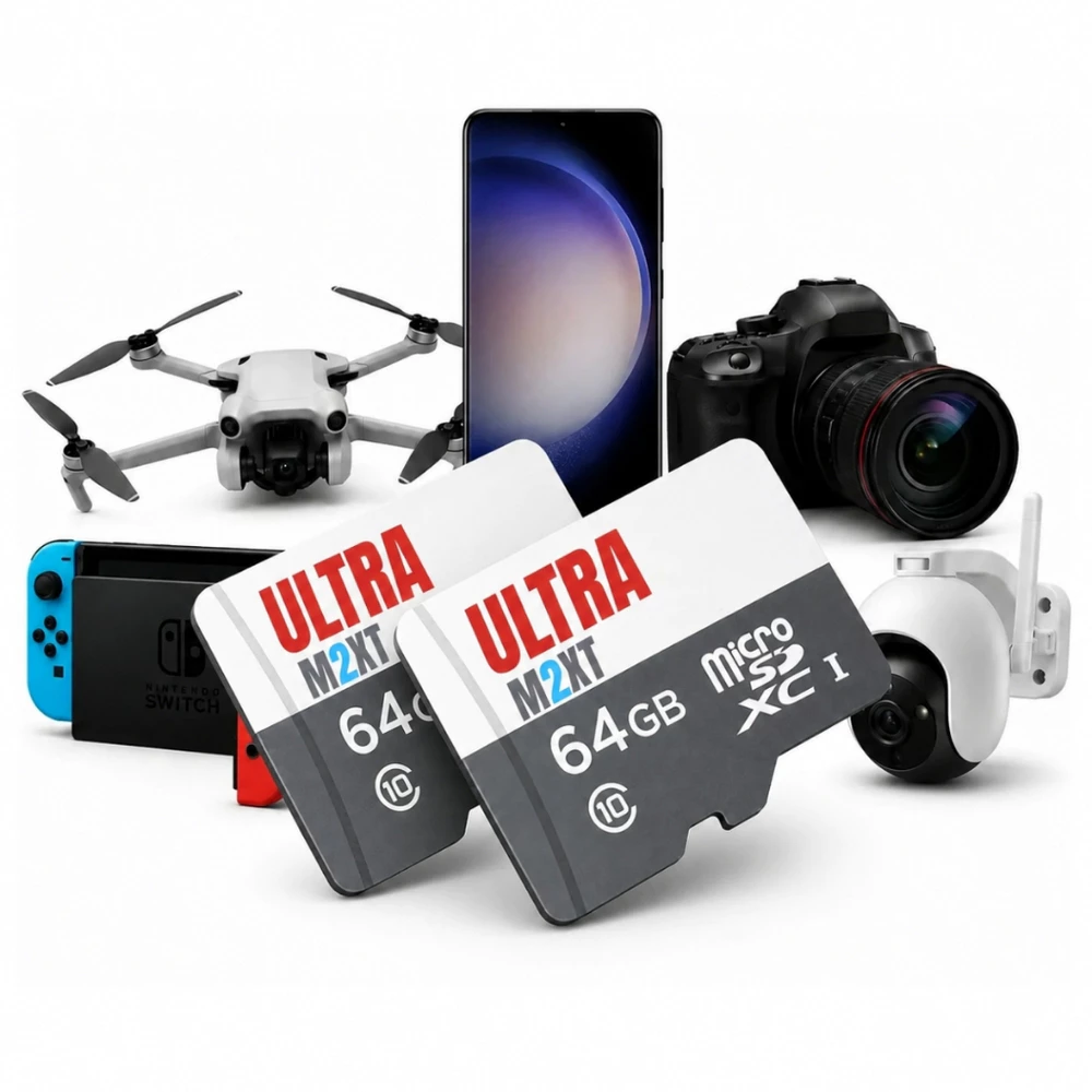 Cartão de Memória Micro SD 64GB/128GB Ultra A1 Classe 10 Alta Velocidade C/Adaptador Celular Câmera Drone Notebook
