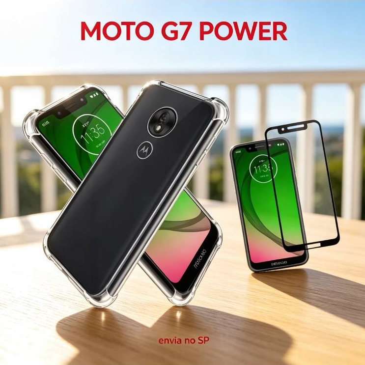 Kit Capa Anti Shock + Película De Vidro 3D   MOTO G7 Power