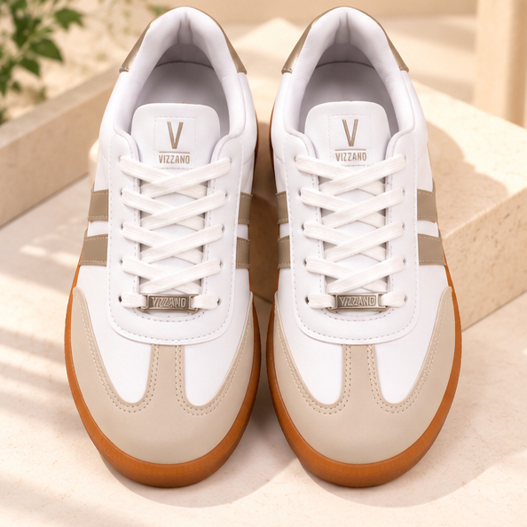 Tênis Feminino Branco Vizzano 1444.100 Original Casual Elegante Plataforma Conforto Palmilha Macia Antiderrapante