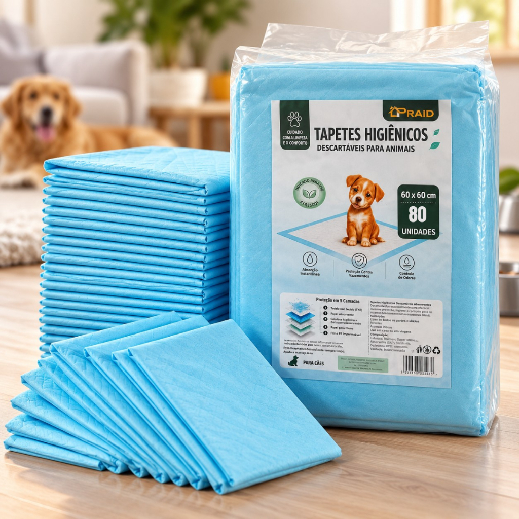 Tapete Higiênico Para Cachorro Pet Descartáveis 20/40/60/80 Unidades 60x60 cm