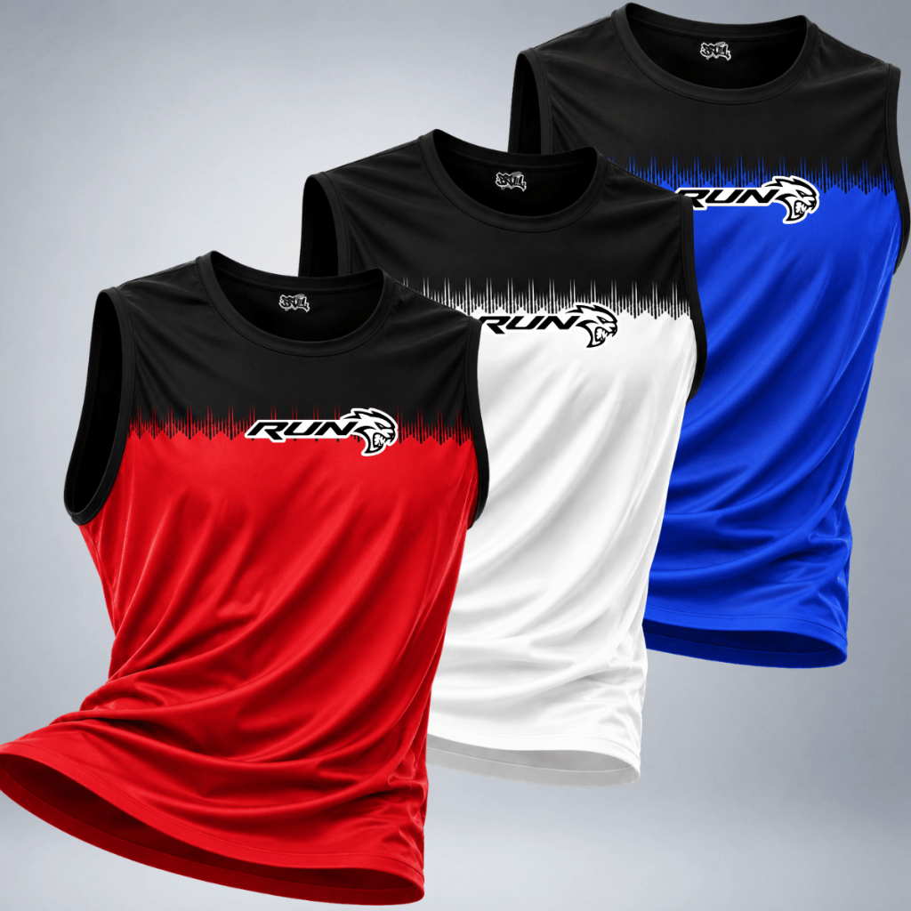 Kit 3 Camiseta Regata Masculina Dry Fit Sem Manga Academia Musculação Treino Crossfit Corrida Secagem Rápida