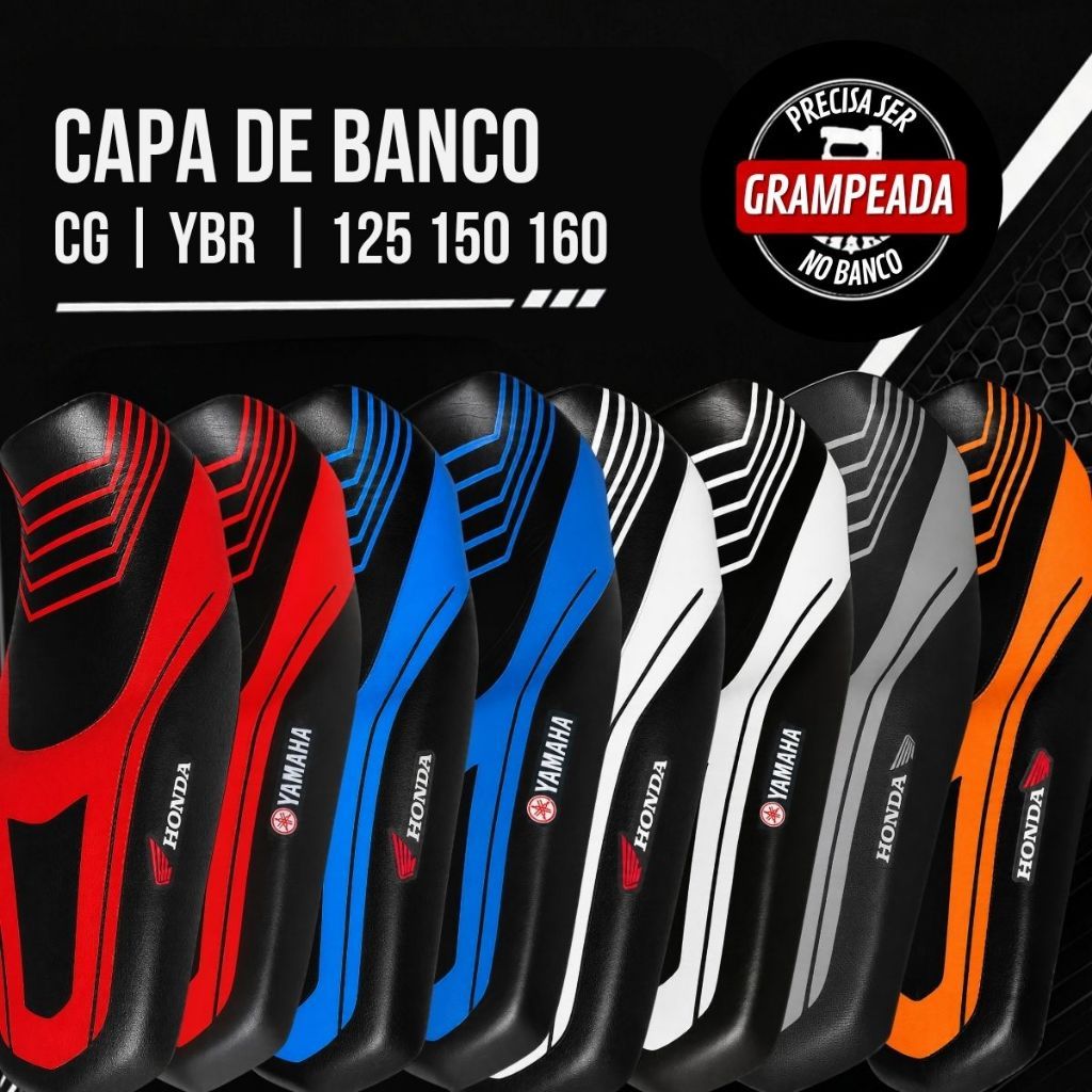 Capa Banco Moto Honda Yamaha CG Titan Fan Start Cargo Bros YBR Factor Fazer 125 150 160 Antiderrapante Personalizada