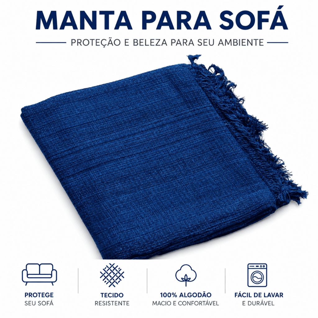 Manta Para Sofá ou Cama Luxo  210x120 Tipo Capa de Sofá Protetora 100% Algodão Decorativa.