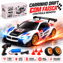 Carrinho De Controle Remoto Recarregável Drift Com Faísca e Luzes de Led Brinquedos de Menino