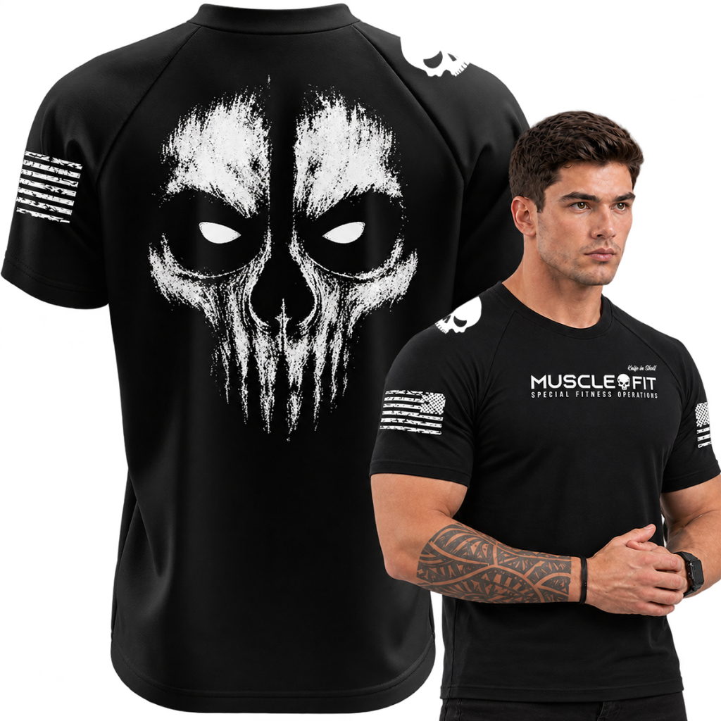 Camiseta Original Masculina Dry Fit Caveira Ghost Night Treino Bope Caveira Militar Muscle Fit