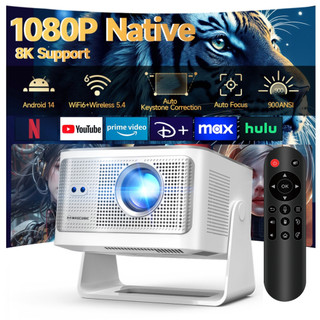 Magcubic HY350Max Projetor Android 14 900ANSI Nativo 1080P Foco Automático Suporte A 4K Controle Por Voz