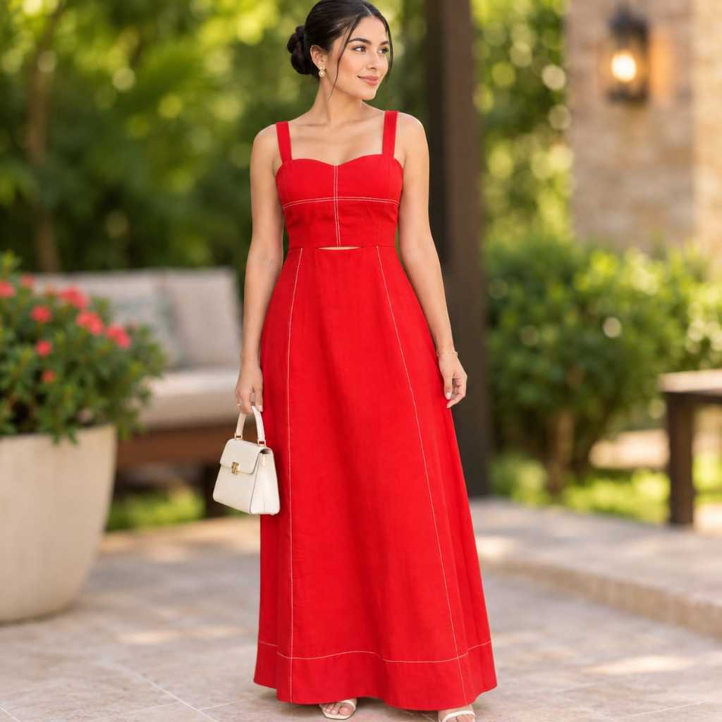 Vestido Longo Feminino Elegante tejido sensorial marante con  alsa grosa ten bojo M-G