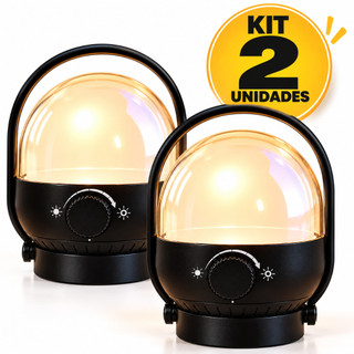 Kit 2 Lampião LED Recarregável USB 1200mAh Regulável Portátil