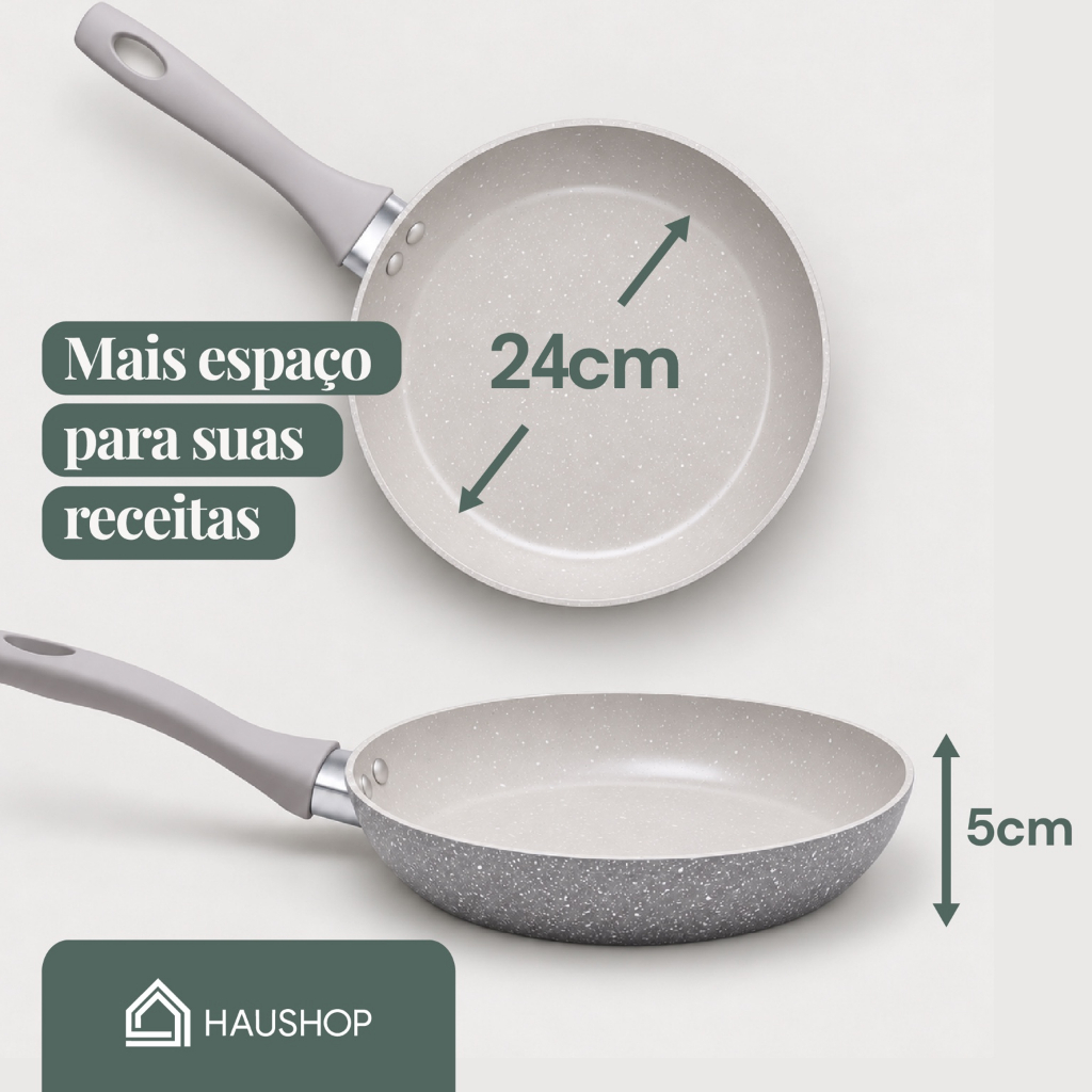 Frigideira Cerâmica Antiaderente Grande Premium Haushop,Fogão Gás Indução Elétrico Não Gruda, Fácil de Lavar · foto 2