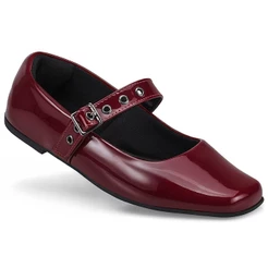 Sapatilha Mary Jane Feminina Fivela Bico Quadrado Clássico Retro 195