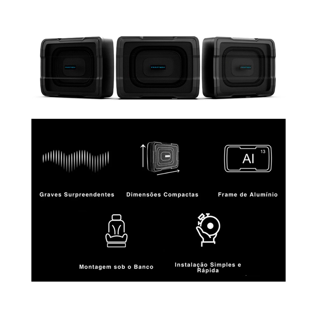 Caixa Som Automotiva Subwoofer Selada Slim Amplificada Potente 6x8 100w Faaftech · foto 2
