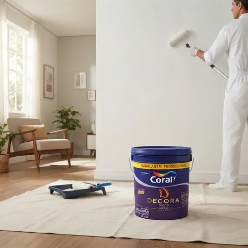 Tinta Acrílica Premium Coral Decora Matte Extra Fosco Branco 20 Litros Sem Cheiro Lavável Interior Exterior 166m² — imagem 2 de 2